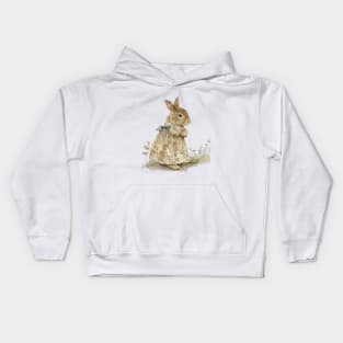 Rabbit in Dress: Tasha Tudor style Kids Hoodie